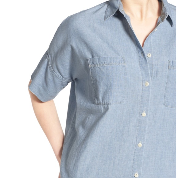 Light denim button down short sleeve - Picture 3 of 4